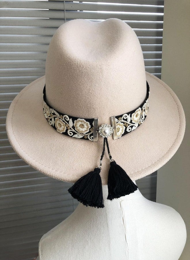 TCOMVEZ Hat Bands for Women Cowboy Hat Band Embroidery Flowers Fedora Western Hat Band - Image 3